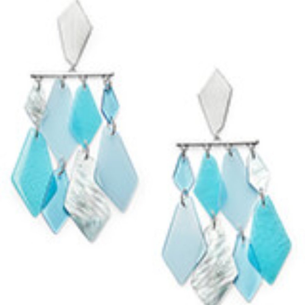 Kendra Scott Hanna silver blue mix earrings